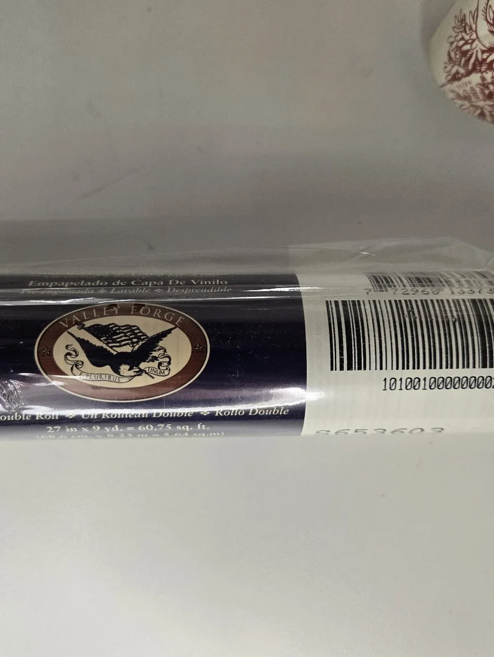 Valley Forge Vinyl Coated Wallcovering Red Toile On Cream Set of 2 Double Rolls